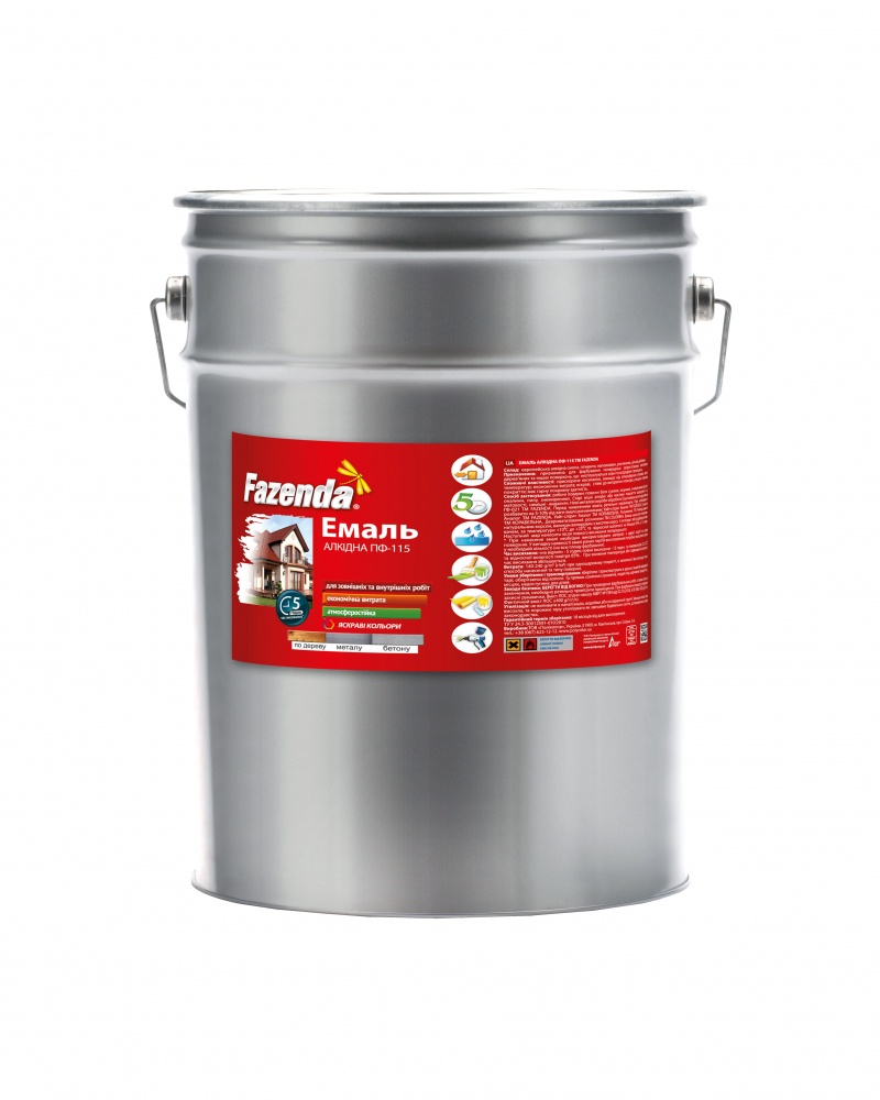 Емаль алкідна Fazenda ПФ-115 білий глянець 12кг