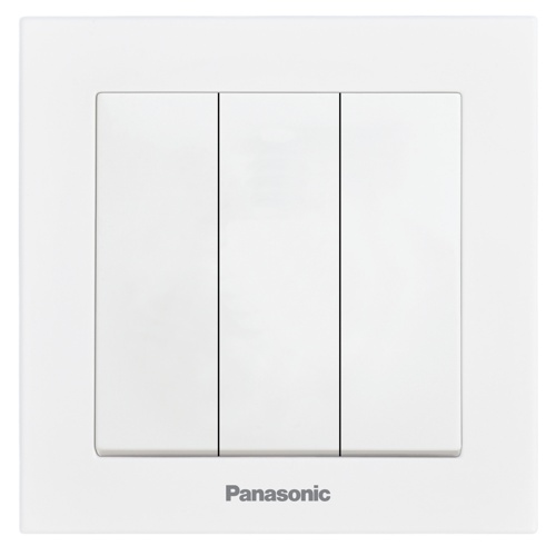 Вимикач триклавішний Panasonic Karre Plus 55 без підсвітки білий WDTC90152WH-UA1 — фото 1