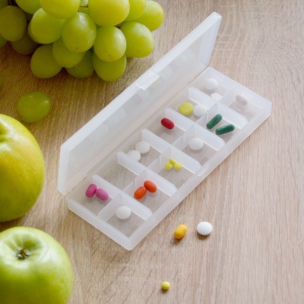 Органайзер для таблеток MVM PC-09 T на 12 відділень (таблетниця) 20x168x65 мм