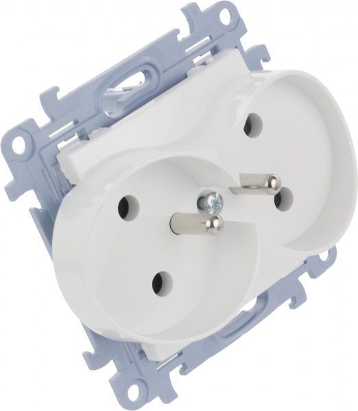 Розетка двойная с заземлением Simon 10 со шторками белый CGZ2M.01/11