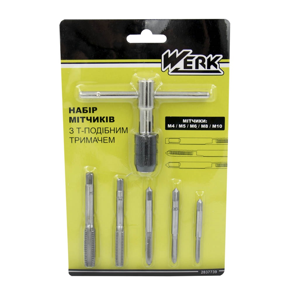 Набір мітчиків Т-подібним тримачем 6 од. Werk 6 шт. 122730