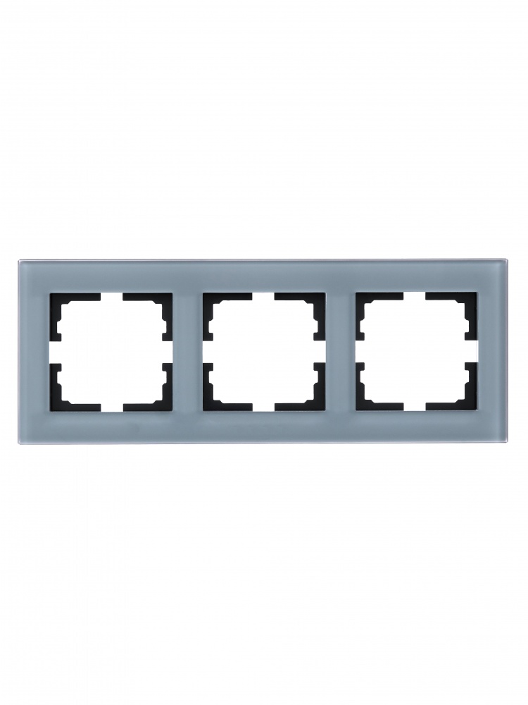 Рамка трехместная Lezard Vesna горизонтальная матовый серо-голубой 742-M7080-148