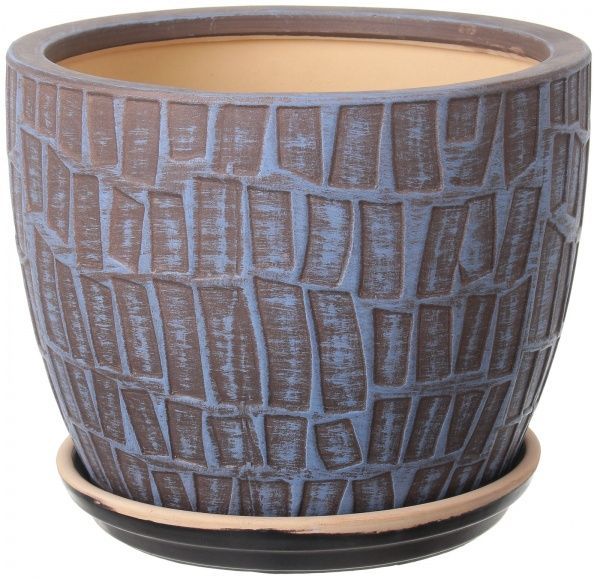 Горщик Viet Thanh Ceramic з блюдцем кладка 29х23 см VT.11558-1 круглий коричневий 