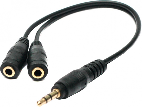 Перехідник PowerPlant mini-jack 3,5 мм – 2хmini-jack 3,5 мм 1 м чорний (KD00AS1263) 