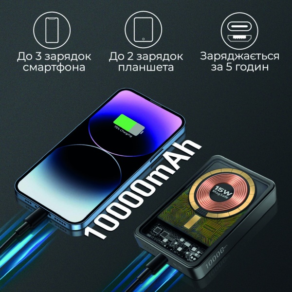 Универсальная мобильная батарея Promate 10000 mAh black (lucidpack-10.black) 