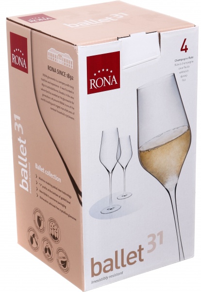 Набор бокалов для шампанского Ballet GB4 310 мл 4 шт. Rona 