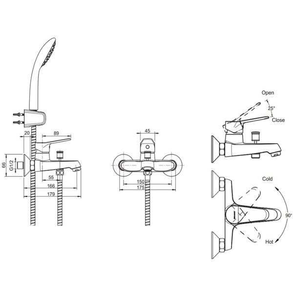 Смеситель для ванны Bravat Eco F693147C-B