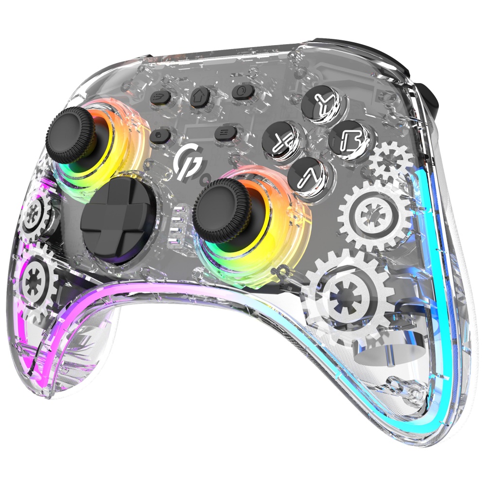 Геймпад беспроводной GamePro GPX13T 2.4G/BT 5.1/USB (Switch/PC/iOS/Android) RGB transparent