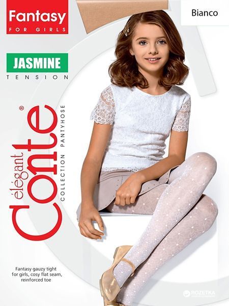 Колготки детскиедля девочек Conte-Kids CE JASMINE bianco р.140 белый 
