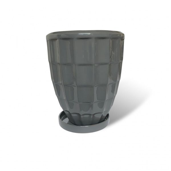 Горшок керамический Резон фигурный 1,7л серый 