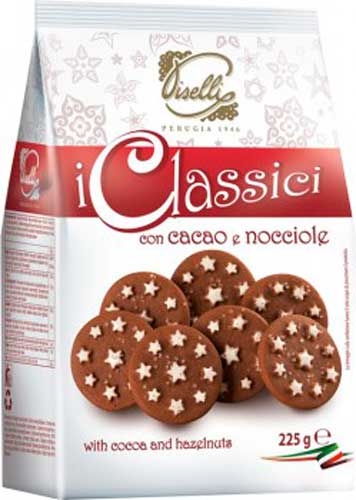 Печиво Piselli пісочне з какао і лісовими горіхами 225 г (8032755321095) 