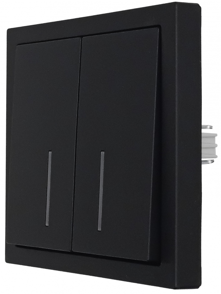 Механізм вимикача двоклавішний HausMark Juna з підсвіткою чорний