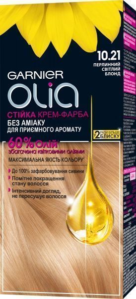 Фарба для волосся Garnier Olia 10.21 перлинний світлий блонд