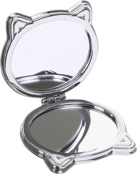 Зеркало карманное косметическое Лідер Канц Котик с сыпучими блестками фигурное 12 вариантов в ассортименте 