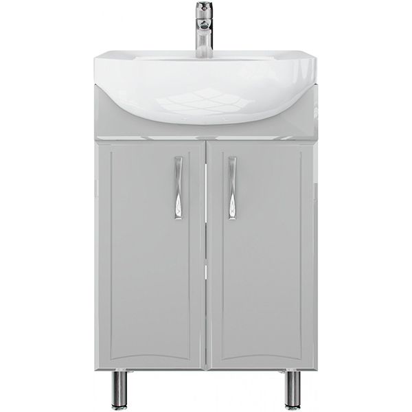 Тумба напольная Water House Прайм 55 МДФ серый глянец под умывальник Солас 55