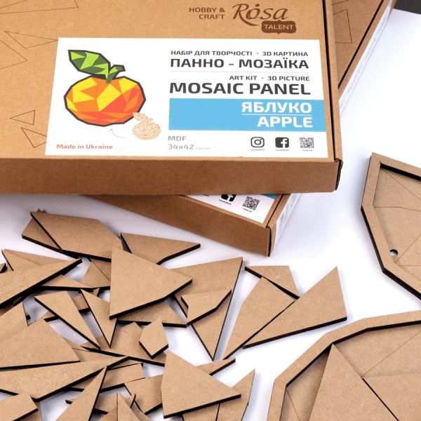 Панно-мозаїка 3D-картина Яблуко 34х42 см Rosa Talent 