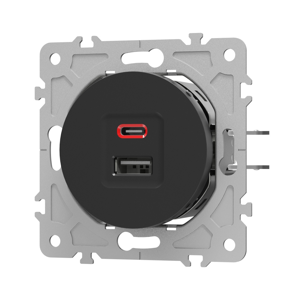 Механізм розетки USB + Type C HausMark Bela чорний