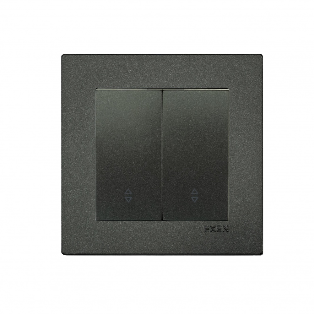 Выключатель проходной двухклавишный EXEN Karell без подсветки антрацит 290-001302-211