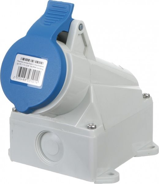 Розетка силовая стационарная с заземлением Expert 2p+PE (113) 220В 16А IP44 серый