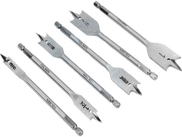 Набір зенківок по дереву Tolsen пласких 10-25 мм 6 шт. 75656