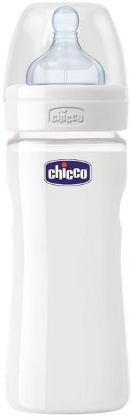 Пляшка дитяча Chicco скляна Well-Being 240 мл з силіконовою соскою нормальний потік від 0+ 1шт