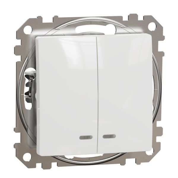 Вимикач двоклавішний Schneider Electric Sedna Design з підсвіткою 10 А 250В білий SDD111105L
