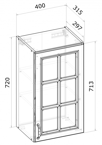 Шафа верхня ВТ МС Глорія В 40х72х31,5 см білий/дуб артізан Грейд