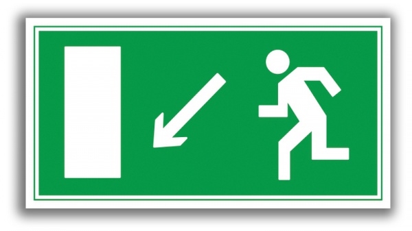 Наклейка Направление к эвакуационному выходу налево вниз 200х100 мм
