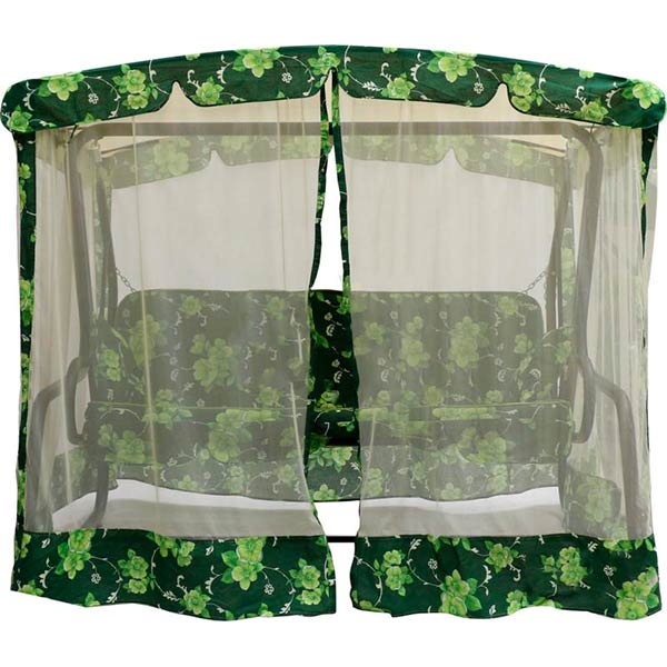 Качели с навесом Indigo Франческа Цветы с москитной сеткой 2094х1980х1430 мм