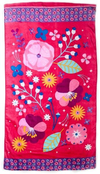 Рушник Клумба коралова з бузковим бордюром 75x150 см 