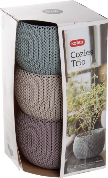 Набор горшков пластиковых Keter Cozies Herb Pot 3 шт. 17202587505 круглый бежевый 