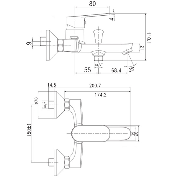Змішувач для ванни Imprese LASKA 10040