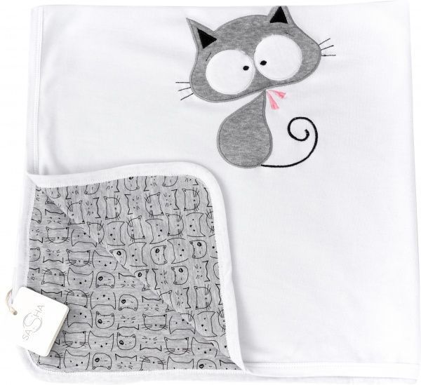 Плед Sasha Дитячий Essence Кошеня 90*90 білий 115/17 