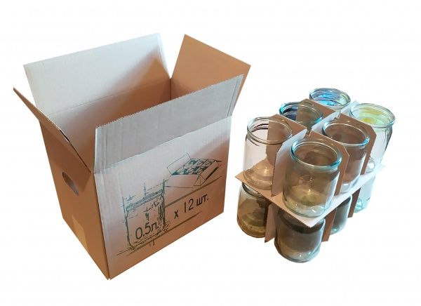 Гофроящик  для 12 банок 0,5 л с комплектом перегородок 275x185x240 мм