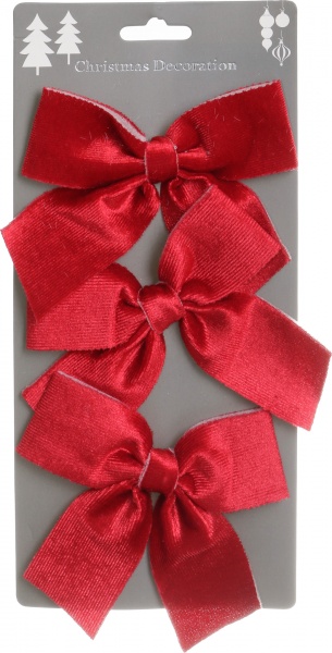 Набір новорічного декору банти для прикрашання ялинок червоні