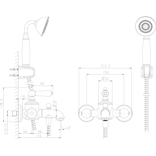 Смеситель для ванны Bravat Art F 675109C-B