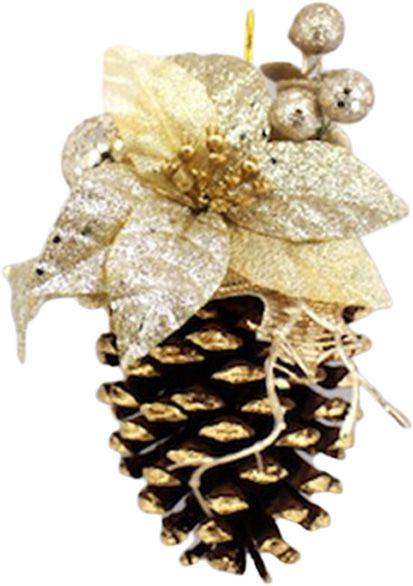 Декорація новорічна Шишка з пуансетією 10 см W01-1286/111 