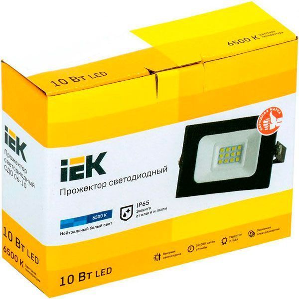 Прожектор IEK СДО 06-10 LED 10 Вт IP65 черный 