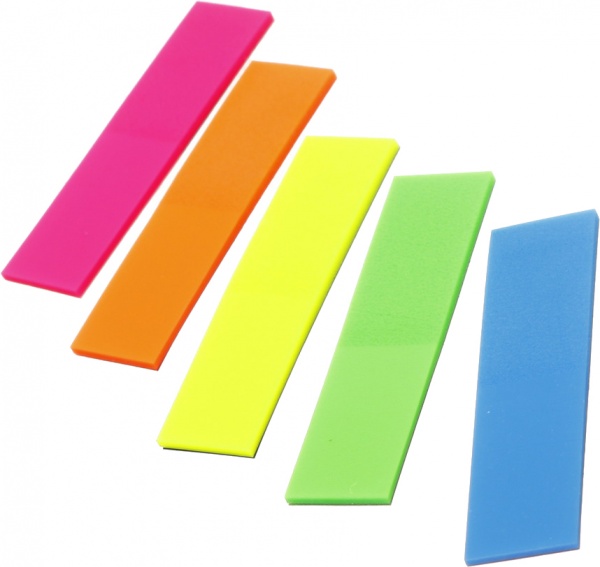 Набор разделителей 12х50мм 5 цветов по 20 листов PP неон 4-435 4Office