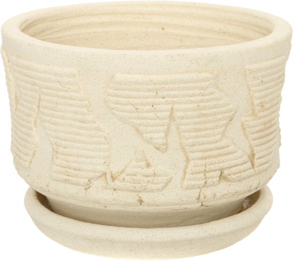 Горщик шамотний Малевич 59 круглий кремовий 