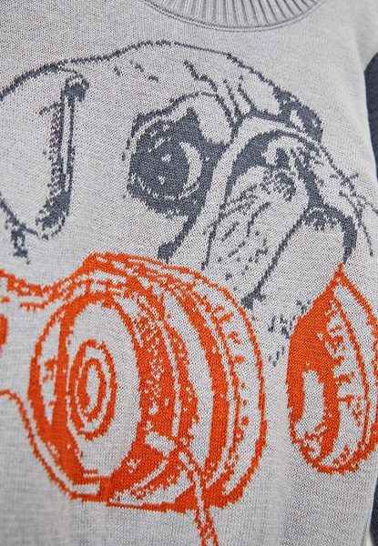 Джемпер детский для мальчика ART KNIT Мопс р.98-104 серый с рисунком 