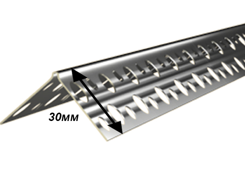 Кутник перфорований алюмінієвий ШТУКАТУР 30x30 мм 3,0 м 