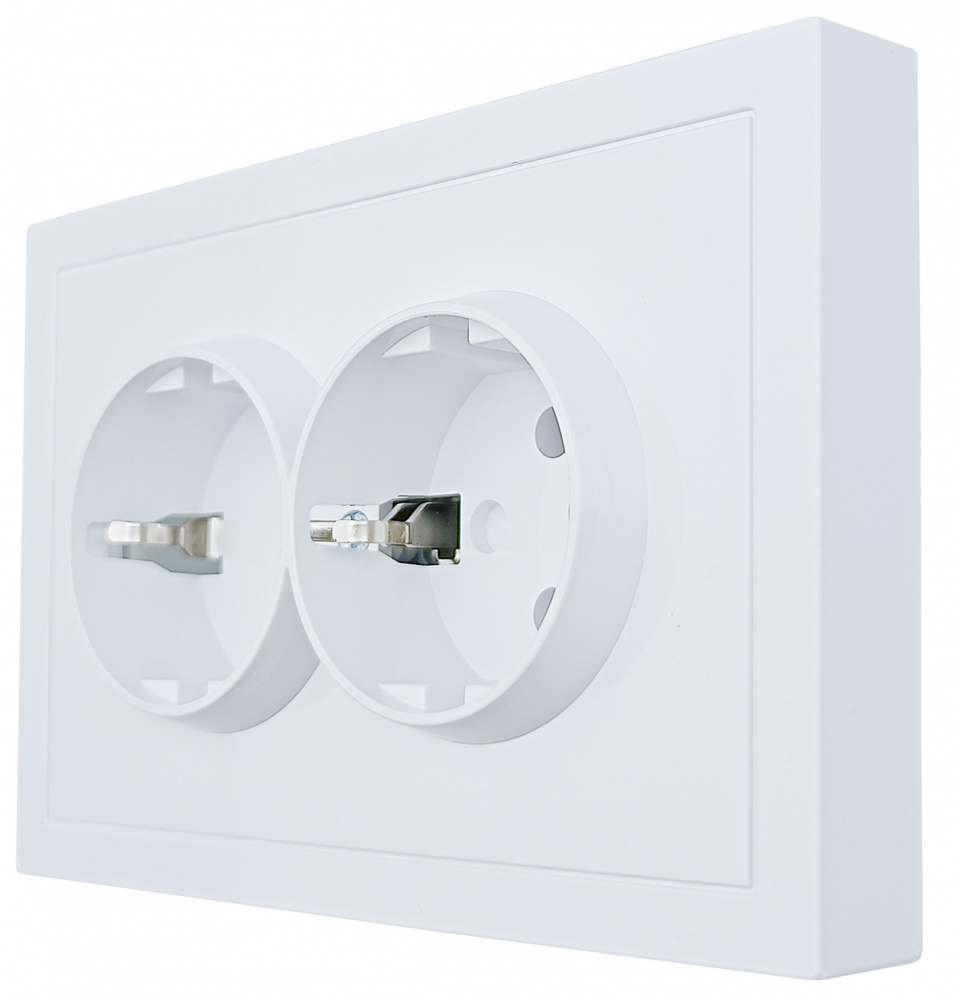 Розетка подвійна побутова із заземленням HausMark Juna IP20 білий