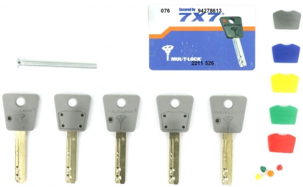Цилиндр Mul-T-Lock 7х7 30x40 ключ-вороток 71 мм никель
