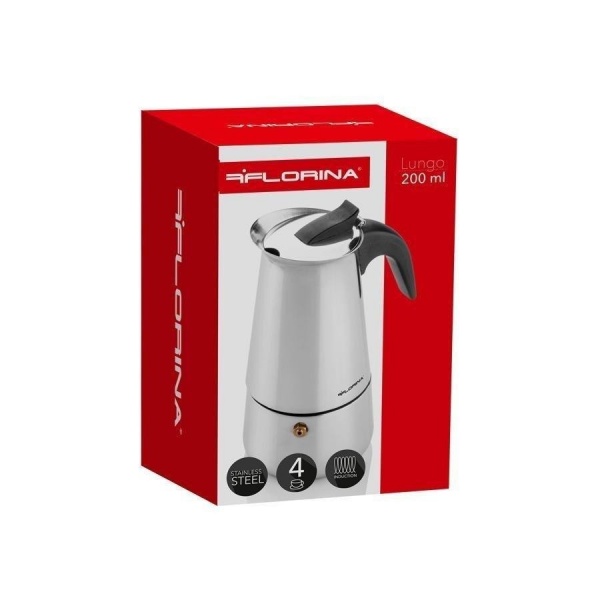 Кавоварка гейзерна Lungo 200 мл 4 чашки Florina