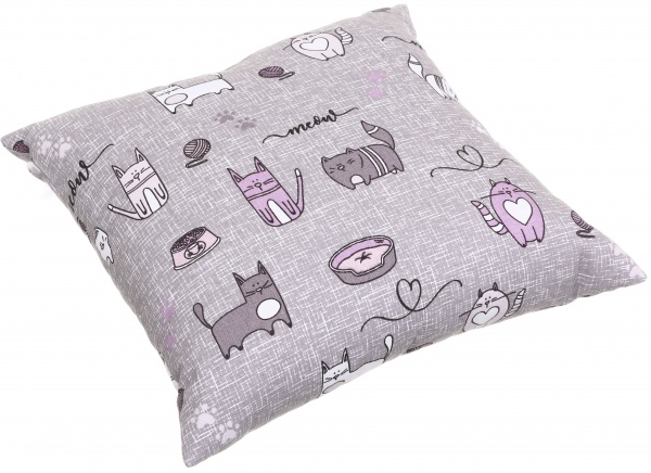 Подушка декоративна Кіт на кухні 40x40 см сіро-бузковий Homeline 