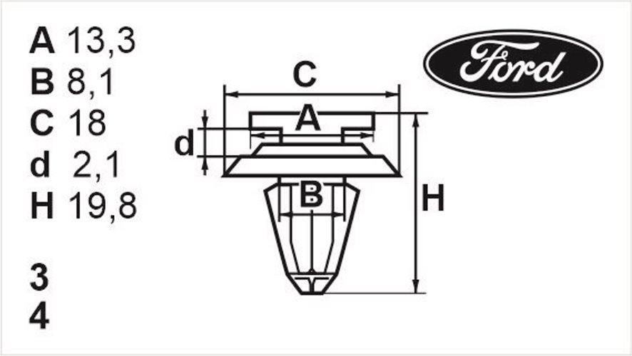 Клипса нажимная внутренняя (обшивка, обшивка дверей) Romix (A14181)
