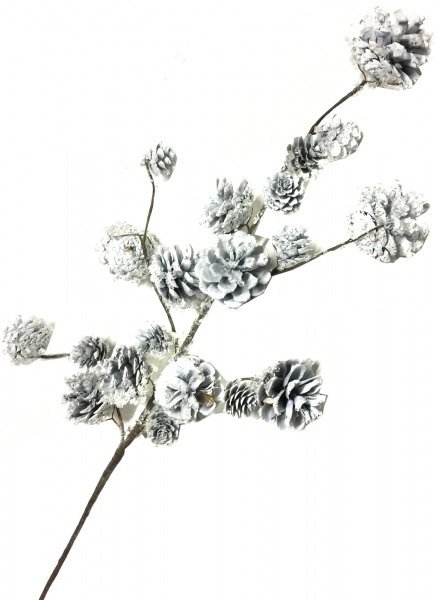 Декорація новорічна Dalian Everglory гілка з шишками і краплинами 80 см 19A9159 