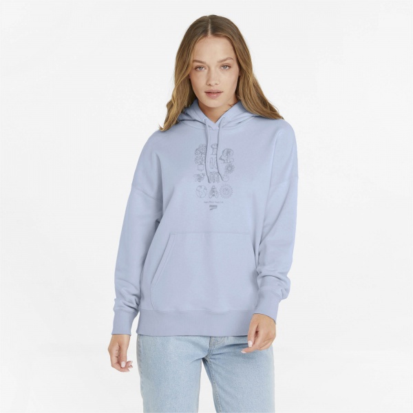Джемпер Puma Downtown Relaxed Graphic Hoodie TR 53358321 р. XS голубой
