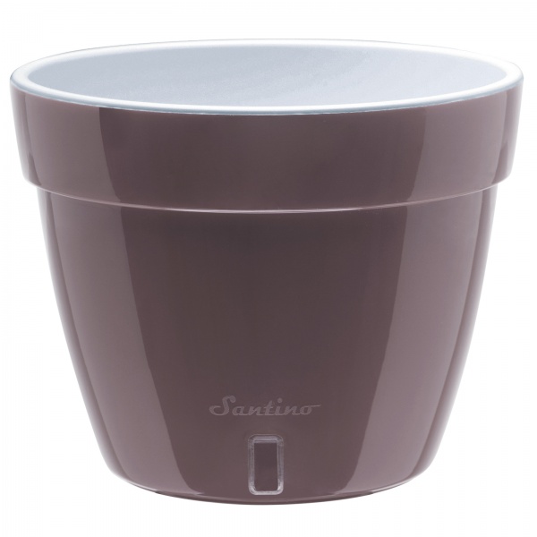 Вазон пластиковий Santino Асті круглий 1,4 л коричневий (AST14SHD/WHT) 